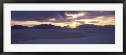 Framed Sand dunes in a desert at dusk, White Sands National Monument, New Mexico, USA Print