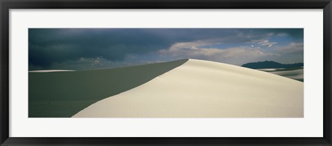 Framed Hill of White Sands with Stormy Skies Print
