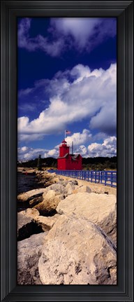 Framed Lighthouse at the coast, Big Red Lighthouse, Holland, Michigan, USA Print