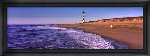 Framed Lighthouse on the beach, Cape Hatteras, North Carolina, USA Print
