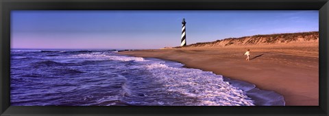 Framed Lighthouse on the beach, Cape Hatteras, North Carolina, USA Print