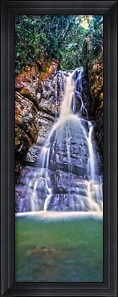 Framed Waterfall in a forest, La Mina Falls, Caribbean National Forest, Puerto Rico Print