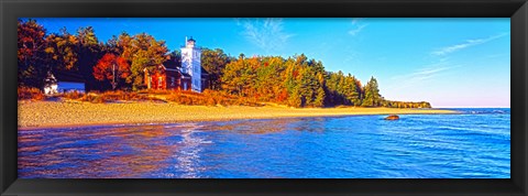 Framed Forty Mile Point Lighthouse on the beach, Michigan, USA Print