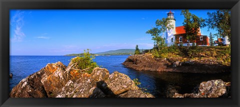 Framed Eagle Harbor Lighthouse at coast, Michigan, USA Print