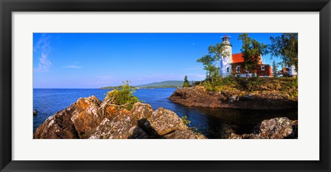 Framed Eagle Harbor Lighthouse at coast, Michigan, USA Print