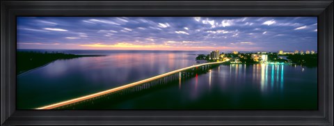 Framed Estero Boulevard at night, Fort Myers Beach, Estero Island, Lee County, Florida, USA Print