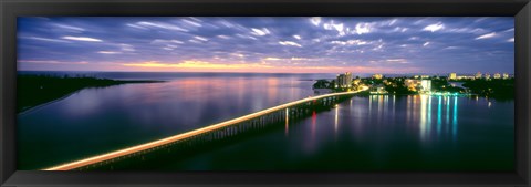 Framed Estero Boulevard at night, Fort Myers Beach, Estero Island, Lee County, Florida, USA Print