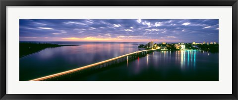 Framed Estero Boulevard at night, Fort Myers Beach, Estero Island, Lee County, Florida, USA Print