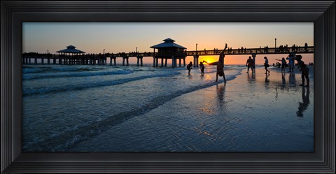 Framed Pier at sunset, Fort Myers Beach, Estero Island, Lee County, Florida, USA Print