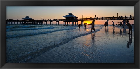 Framed Pier at sunset, Fort Myers Beach, Estero Island, Lee County, Florida, USA Print