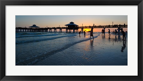 Framed Pier at sunset, Fort Myers Beach, Estero Island, Lee County, Florida, USA Print