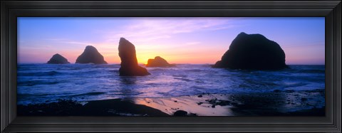 Framed Rock formations in the Pacific Ocean, Oregon Coast, Oregon, USA Print