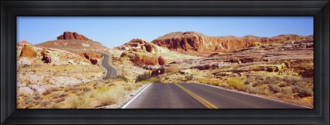 Framed Road passing through the Valley of Fire State Park, Nevada, USA Print