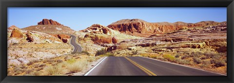 Framed Road passing through the Valley of Fire State Park, Nevada, USA Print