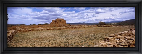 Framed Landscape view of Pecos Pueblo mission church ruins, Pecos National Historical Park, New Mexico, USA Print