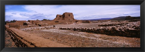 Framed Landscape view of church ruins, Pecos National Historical Park, New Mexico, USA Print