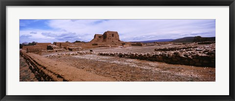 Framed Landscape view of church ruins, Pecos National Historical Park, New Mexico, USA Print