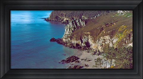 Framed High angle view of a coast, Crozon, Finistere, Brittany, France Print