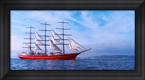 Framed Tall ship regatta in the Baie De Douarnenez, Finistere, Brittany, France Print