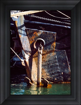Framed Anchor of a Tall ship in Douarnenez harbor, Finistere, Brittany, France Print