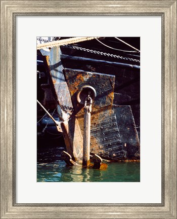 Framed Anchor of a Tall ship in Douarnenez harbor, Finistere, Brittany, France Print