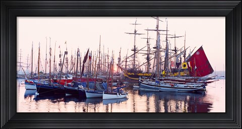 Framed Tall ship in Douarnenez harbor, Finistere, Brittany, France Print