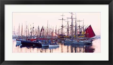 Framed Tall ship in Douarnenez harbor, Finistere, Brittany, France Print