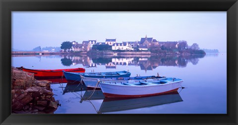 Framed Misty sunrise over Etel River, Saint-Cado, Morbihan, Brittany, France Print