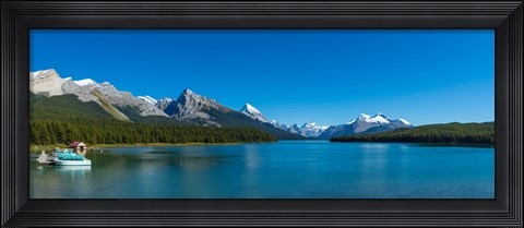 Framed Lake with mountains in the background, Maligne Lake, Jasper National Park, Alberta, Canada Print