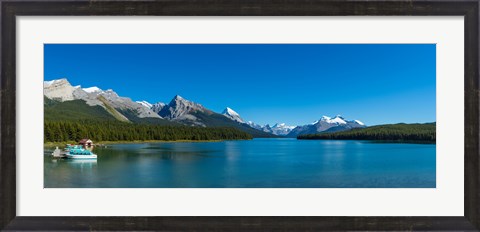 Framed Lake with mountains in the background, Maligne Lake, Jasper National Park, Alberta, Canada Print