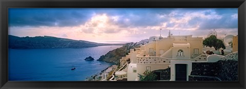 Framed Town at the waterfront, Santorini, Cyclades Islands, Greece Print