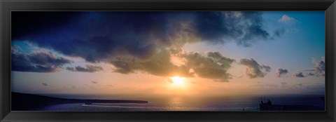 Framed Sea at sunset, Santorini, Cyclades Islands, Greece Print