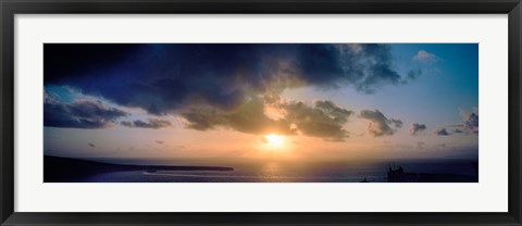 Framed Sea at sunset, Santorini, Cyclades Islands, Greece Print