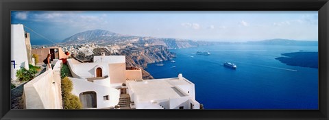 Framed High angle view of a town at coast, Santorini, Cyclades Islands, Greece Print