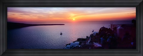 Framed Town at sunset, Santorini, Cyclades Islands, Greece Print