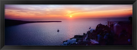 Framed Town at sunset, Santorini, Cyclades Islands, Greece Print