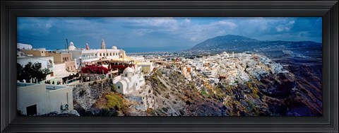 Framed Buildings along rugged hillside, Santorini, Greece Print