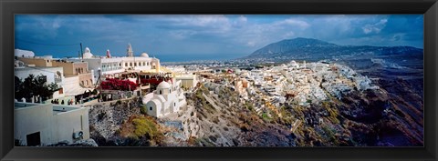Framed Buildings along rugged hillside, Santorini, Greece Print