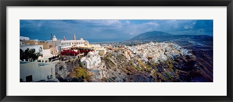 Framed Buildings along rugged hillside, Santorini, Greece Print