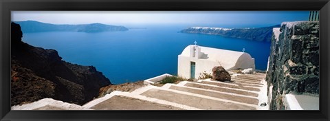 Framed Steps leading to church, Santorini, Cyclades Islands, Greece Print