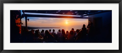 Framed People looking at sunset, Santorini, Cyclades Islands, Greece Print