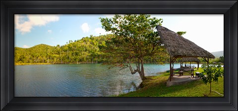 Framed Picnic area at pond, Las Terrazas, Pinar Del Rio Province, Cuba Print