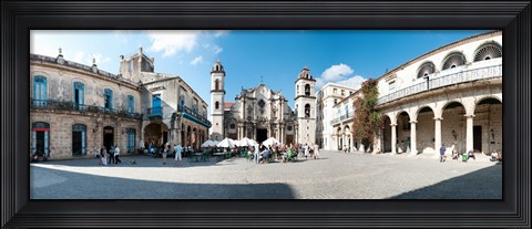 Framed Facade of a cathedral, Plaza De La Catedral, Old Havana, Havana, Cuba Print