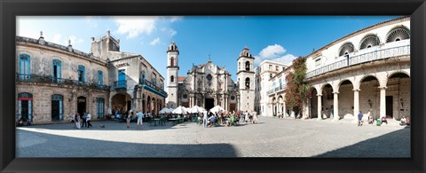 Framed Facade of a cathedral, Plaza De La Catedral, Old Havana, Havana, Cuba Print