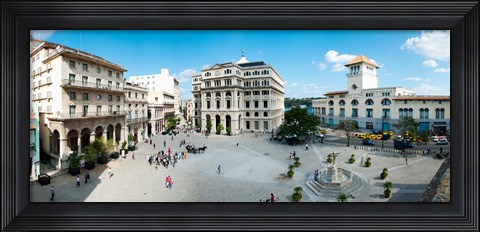 Framed Town Square, Plaza De San Francisco, Old Havana, Havana, Cuba Print