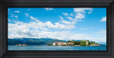 Framed Buildings on an island in a lake, Isola dei Pescatori, Isola Bella, Stresa, Lake Maggiore, Piedmont, Italy Print