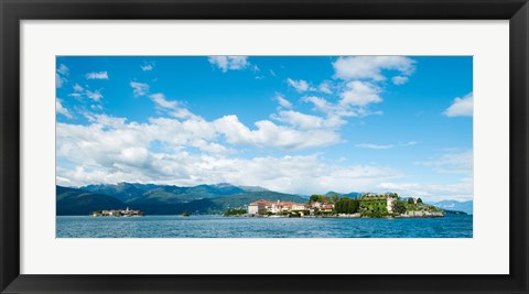 Framed Buildings on an island in a lake, Isola dei Pescatori, Isola Bella, Stresa, Lake Maggiore, Piedmont, Italy Print