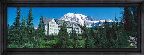 Framed Lodge on a hill, Paradise Lodge, Mt Rainier National Park, Washington State, USA Print