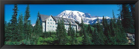 Framed Lodge on a hill, Paradise Lodge, Mt Rainier National Park, Washington State, USA Print