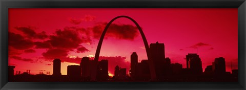 Framed Gateway Arch with city skyline at sunset, St. Louis, Missouri Print